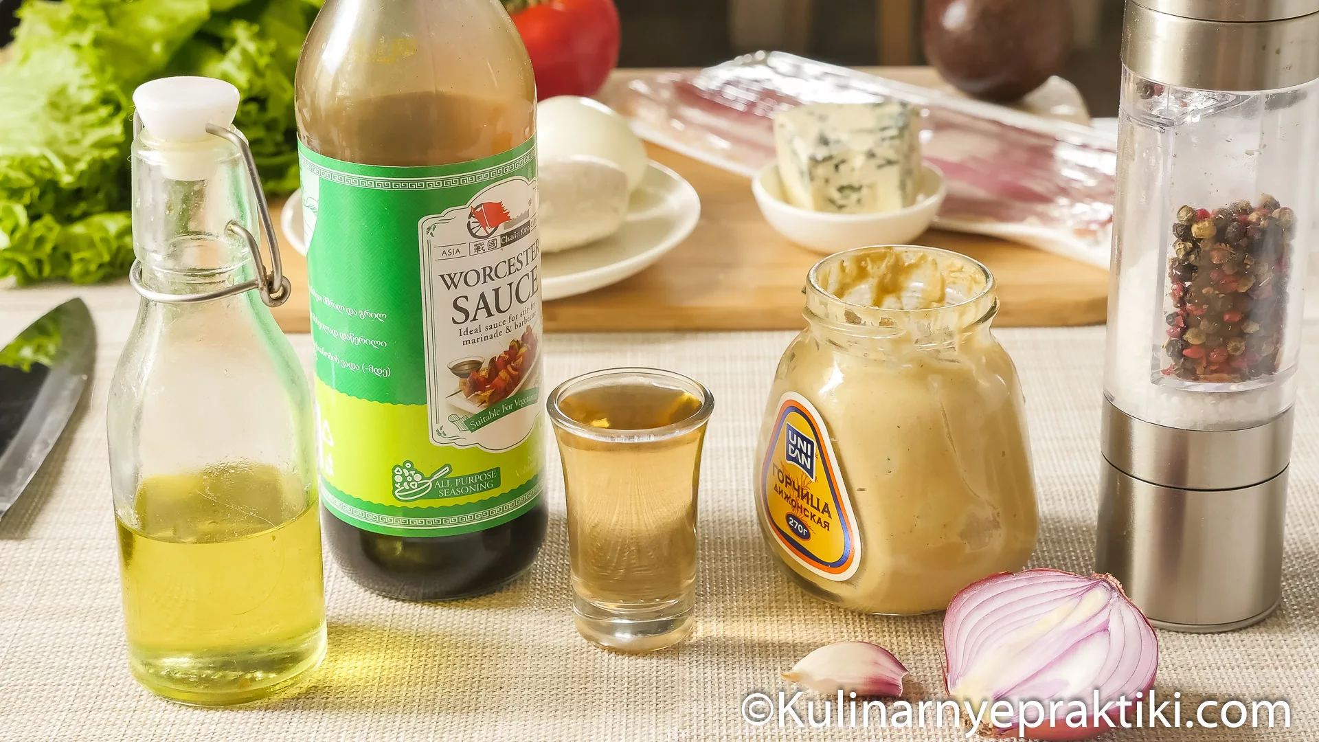 Ингредиенты для заправки к салату "Кобб"